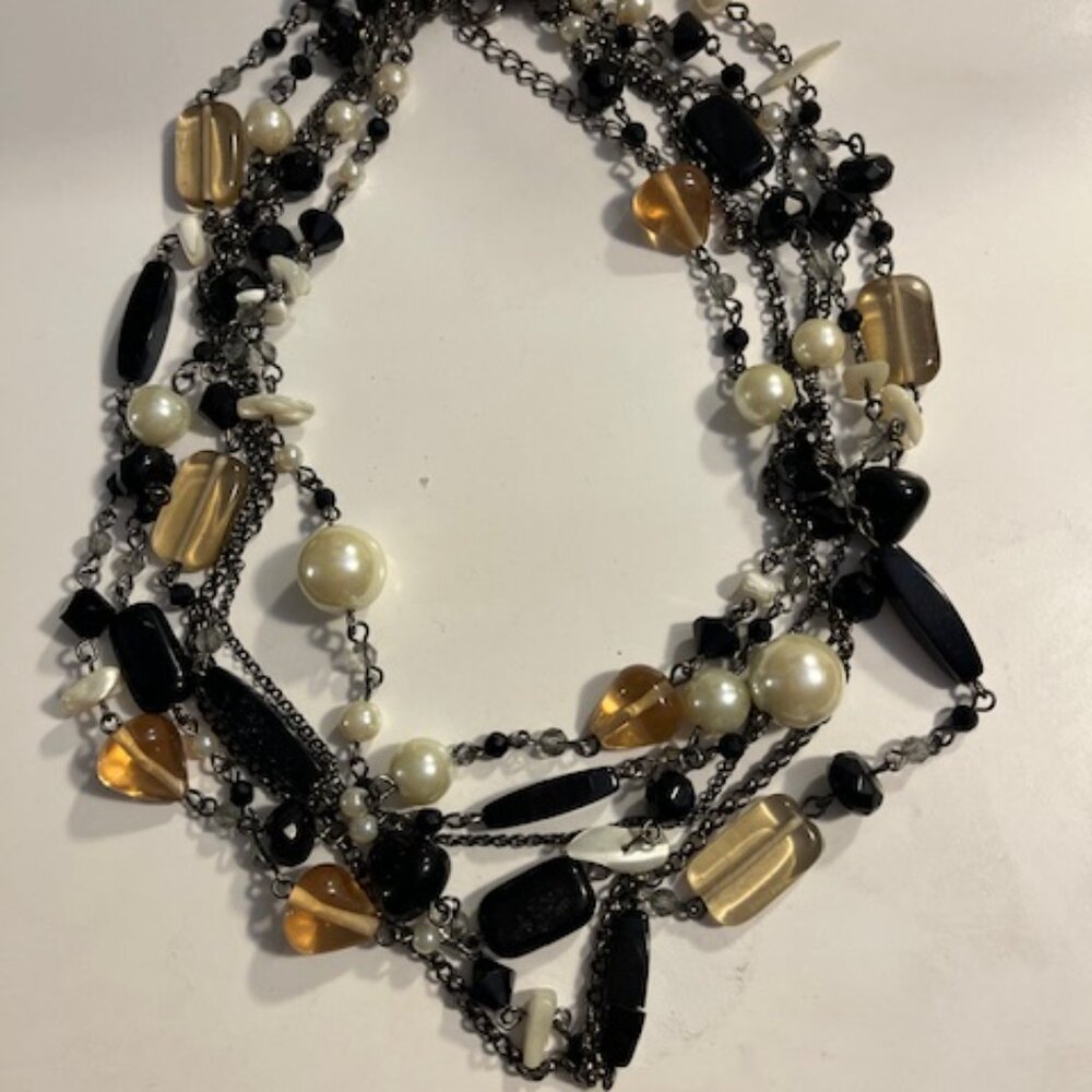 Vintage Lia Sophia necklace 6 strands adjustable lobster clasp .